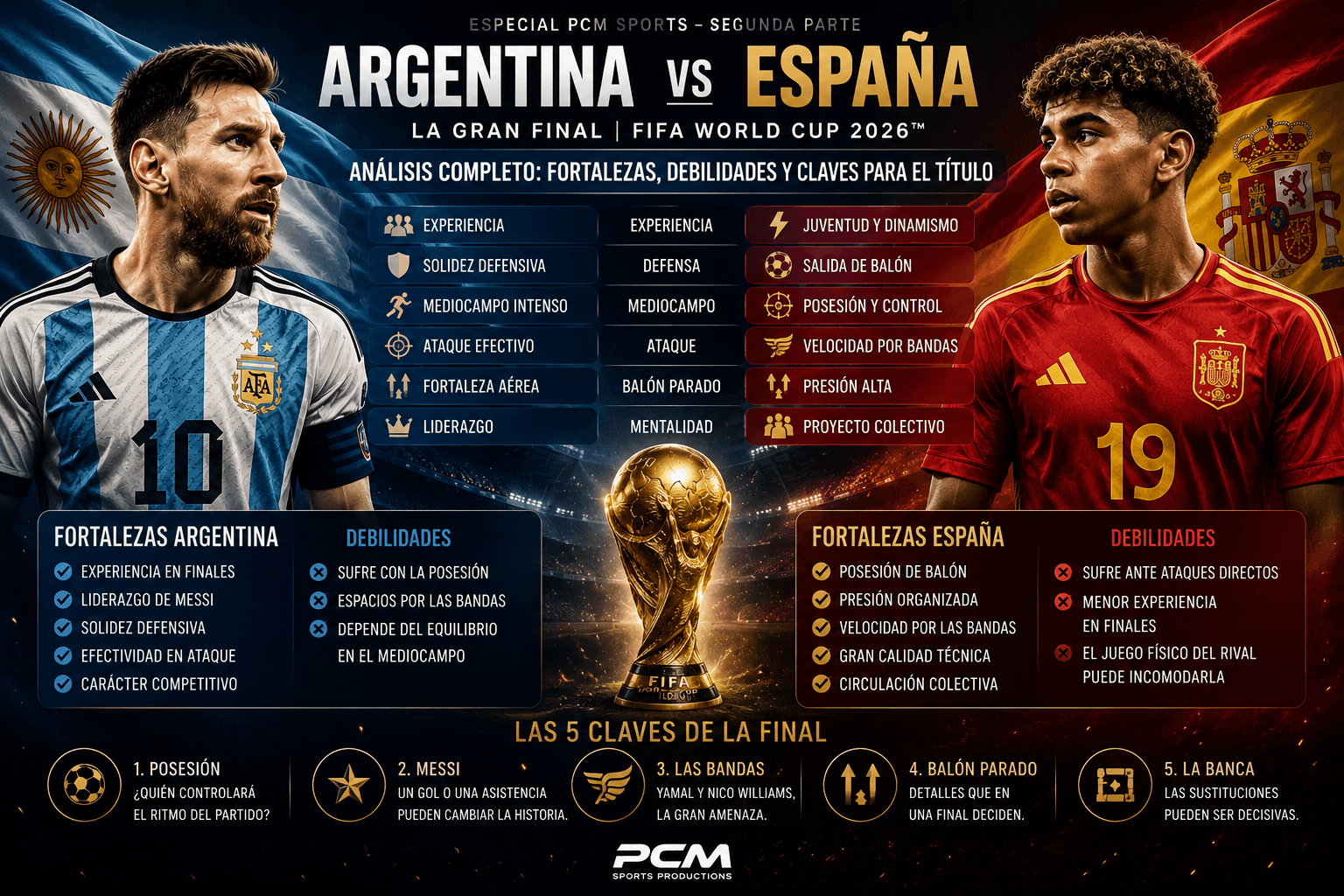 Argentina vs. España: dos gigantes, una Copa y una cita con la historia. Segunda Parte
